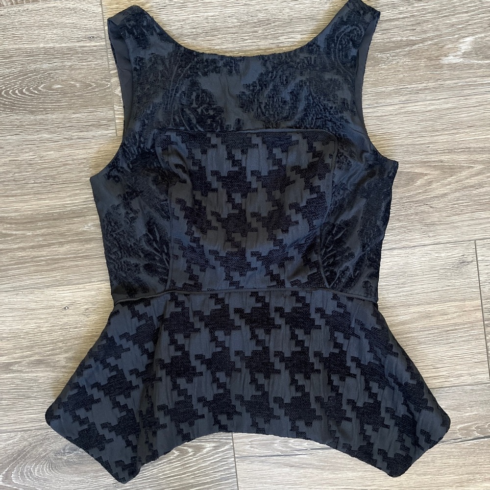 W118 by Walter Baker Elegant Black Peplum Top w/ Low Cut Back